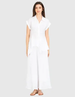 Asymmetrische Leinen-Bluse