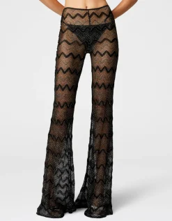 Ausgestellte Cover-up-Hose aus Zick-Zack-Lamé-Viskose