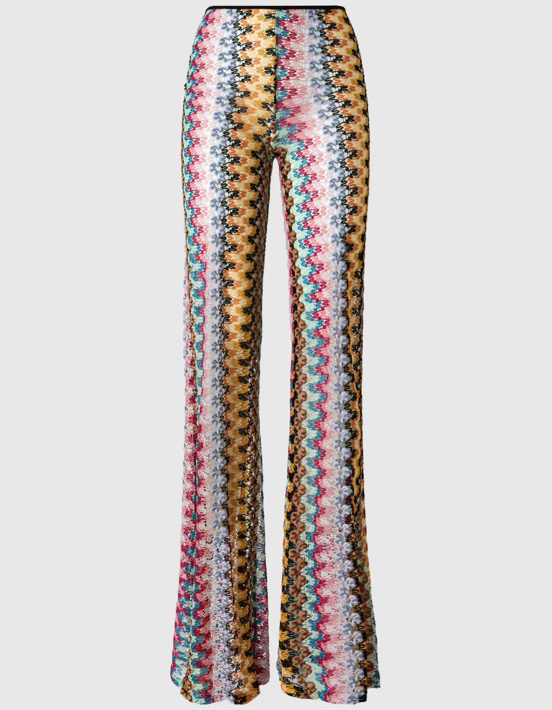 Ausgestellte Low-Waist Hose aus Lamé-Viskose-Spitze