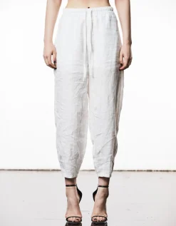 Barrel-Fit Leinen-Mix Hose