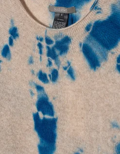 Batik-Kaschmir Pullover mit aufgerolltem Saum
