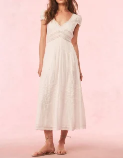 Baumwoll-Midi Kleid Suvi mit Spitzendetails