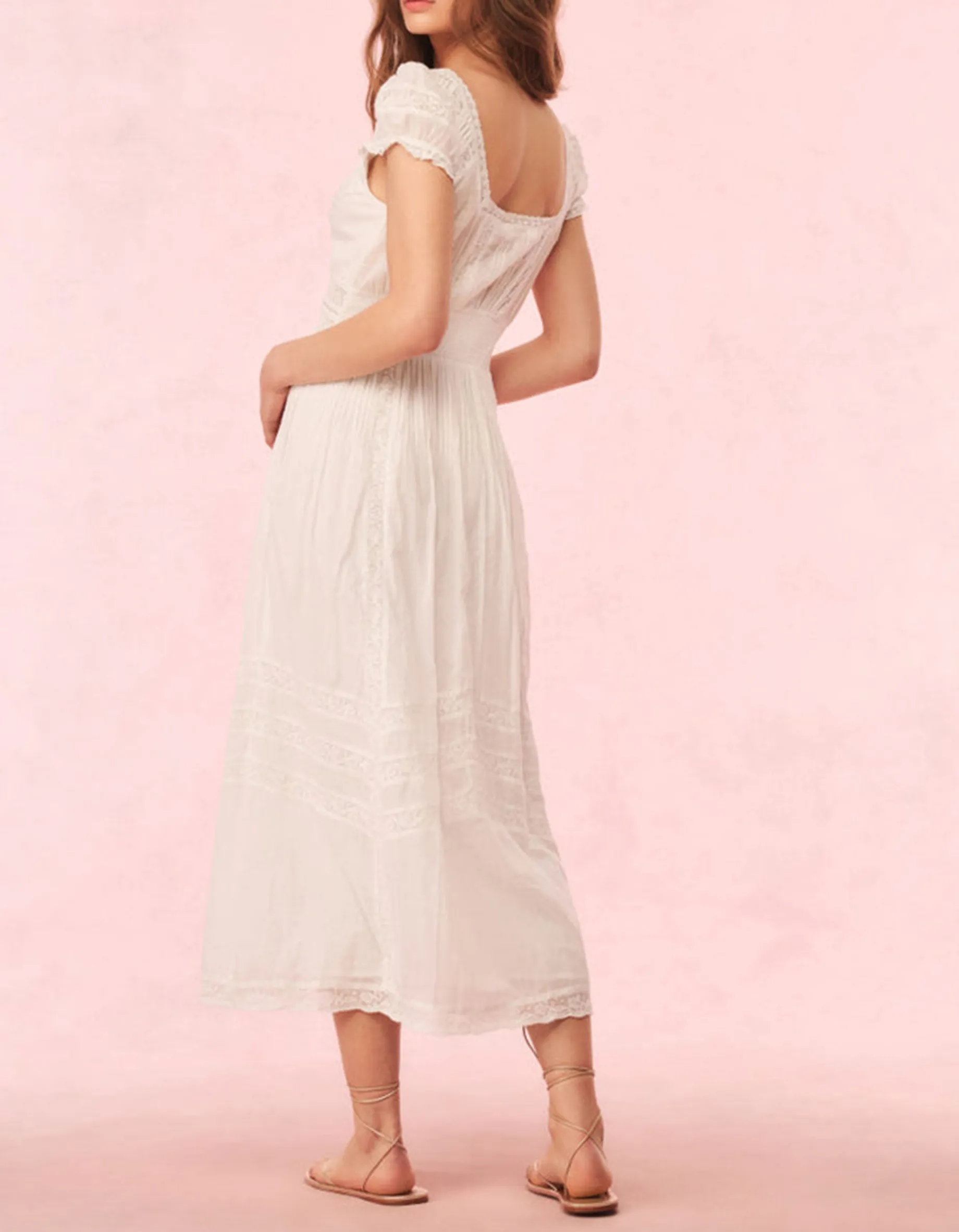 Baumwoll-Midi Kleid Suvi mit Spitzendetails