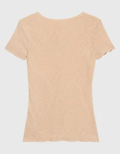 Baumwoll-T-Shirt mit V-Ausschnitt