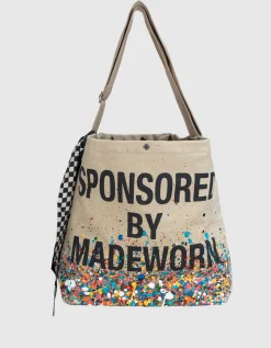 Bedruckte Tasche mit Farbklecksen und abnehmbaren Seiden-Tuch