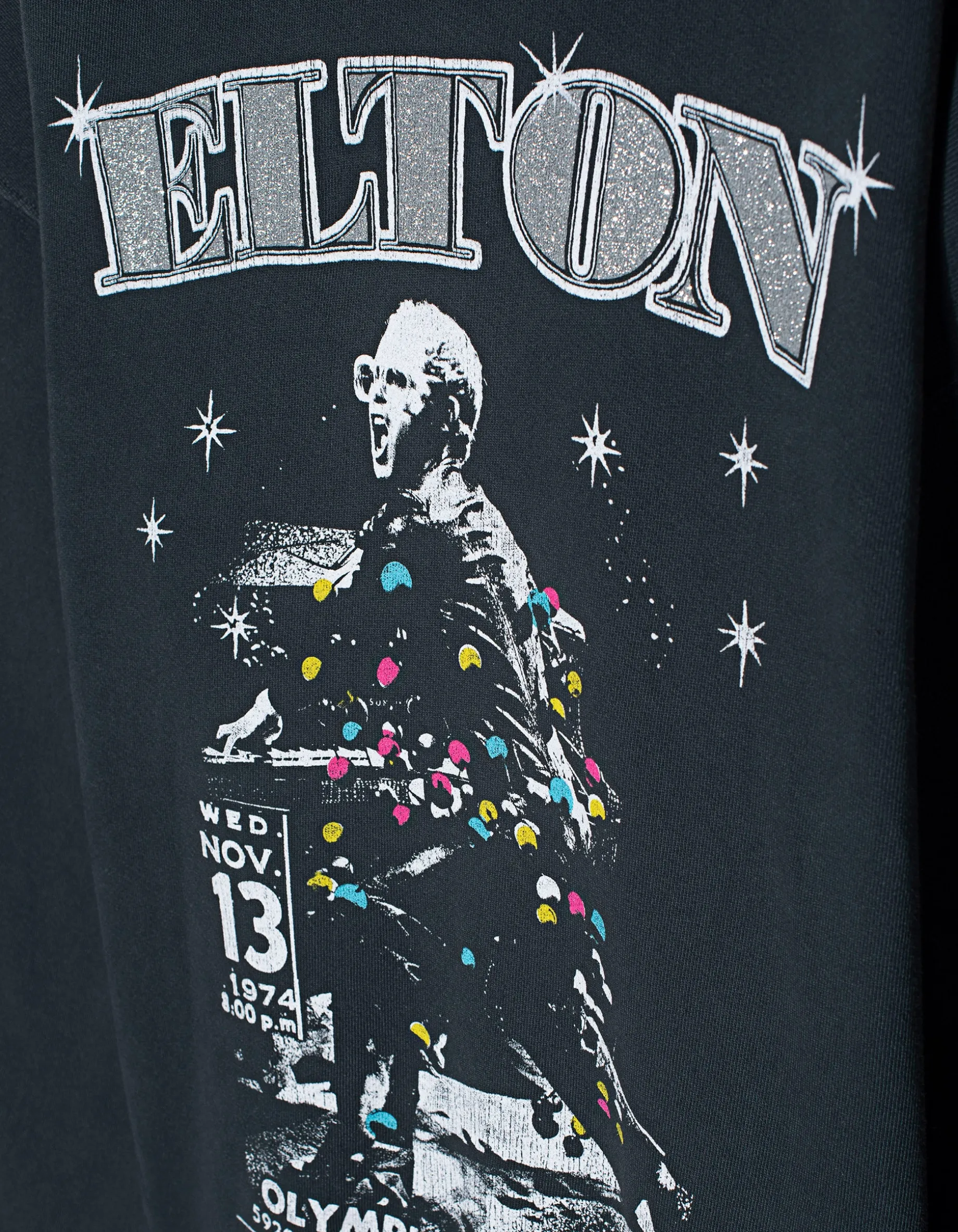 Bedrucktes Oversize Sweatshirt mit Glitter-Finish
