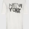 Bedrucktes Oversize-T-Shirt mit Kaschmir-Anteil