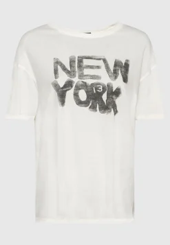 Bedrucktes Oversize-T-Shirt mit Kaschmir-Anteil