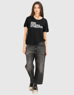 Bedrucktes Oversize-T-Shirt mit Kaschmir-Anteil