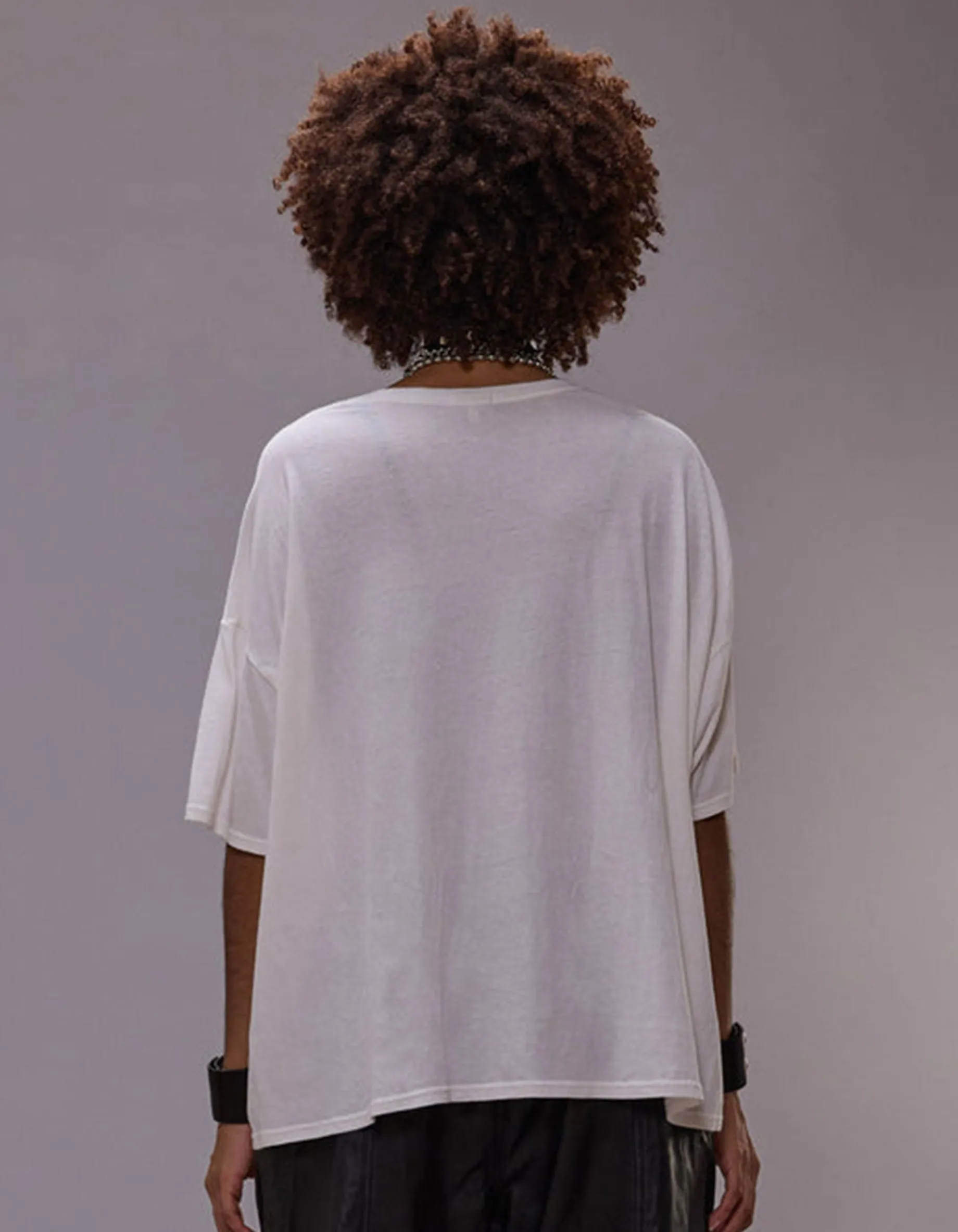 Bedrucktes Oversize-T-Shirt mit Kaschmir-Anteil