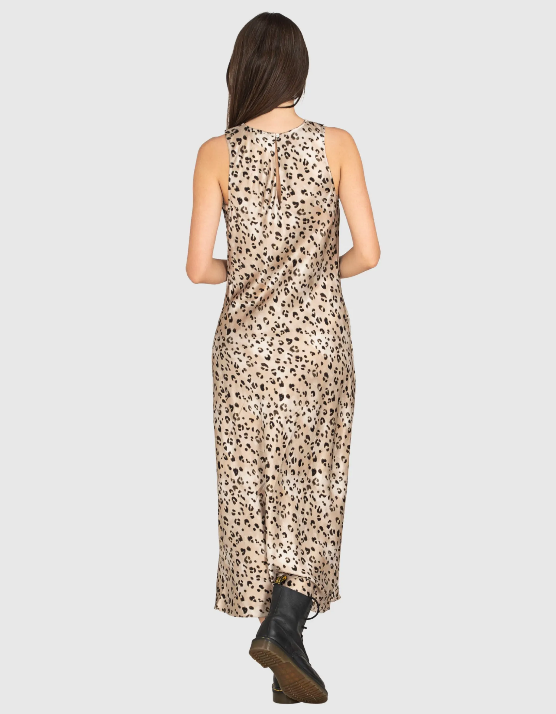 Bedrucktes Satin Midi-Kleid