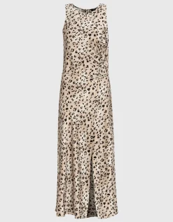 Bedrucktes Satin Midi-Kleid