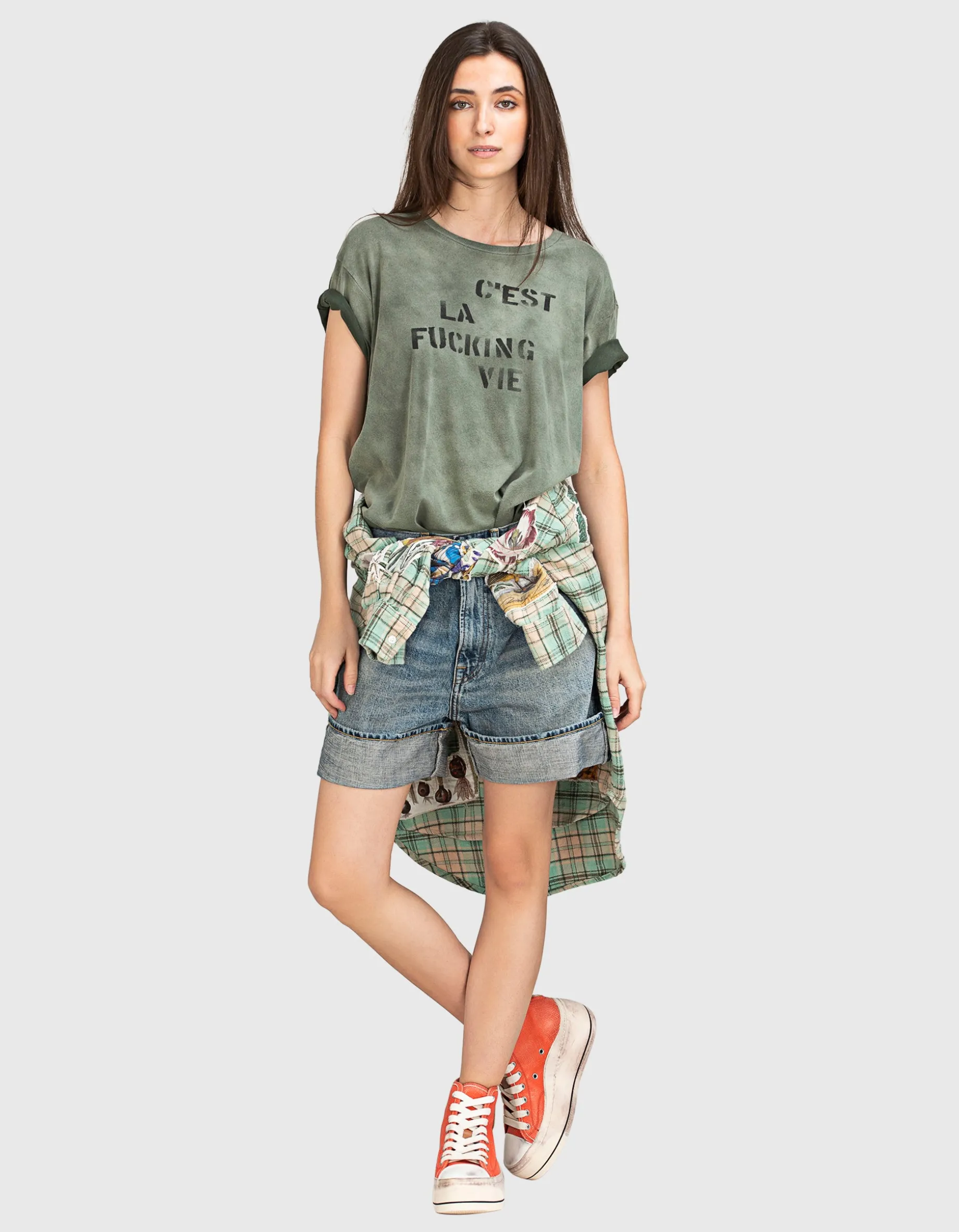 Bedrucktes Washed-Out T-Shirt