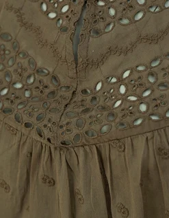 Bestickte Cropped Bluse Mikki mit Lochspitze