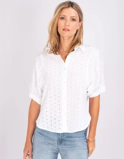 Bestickte Kurzarm-Bluse Emma