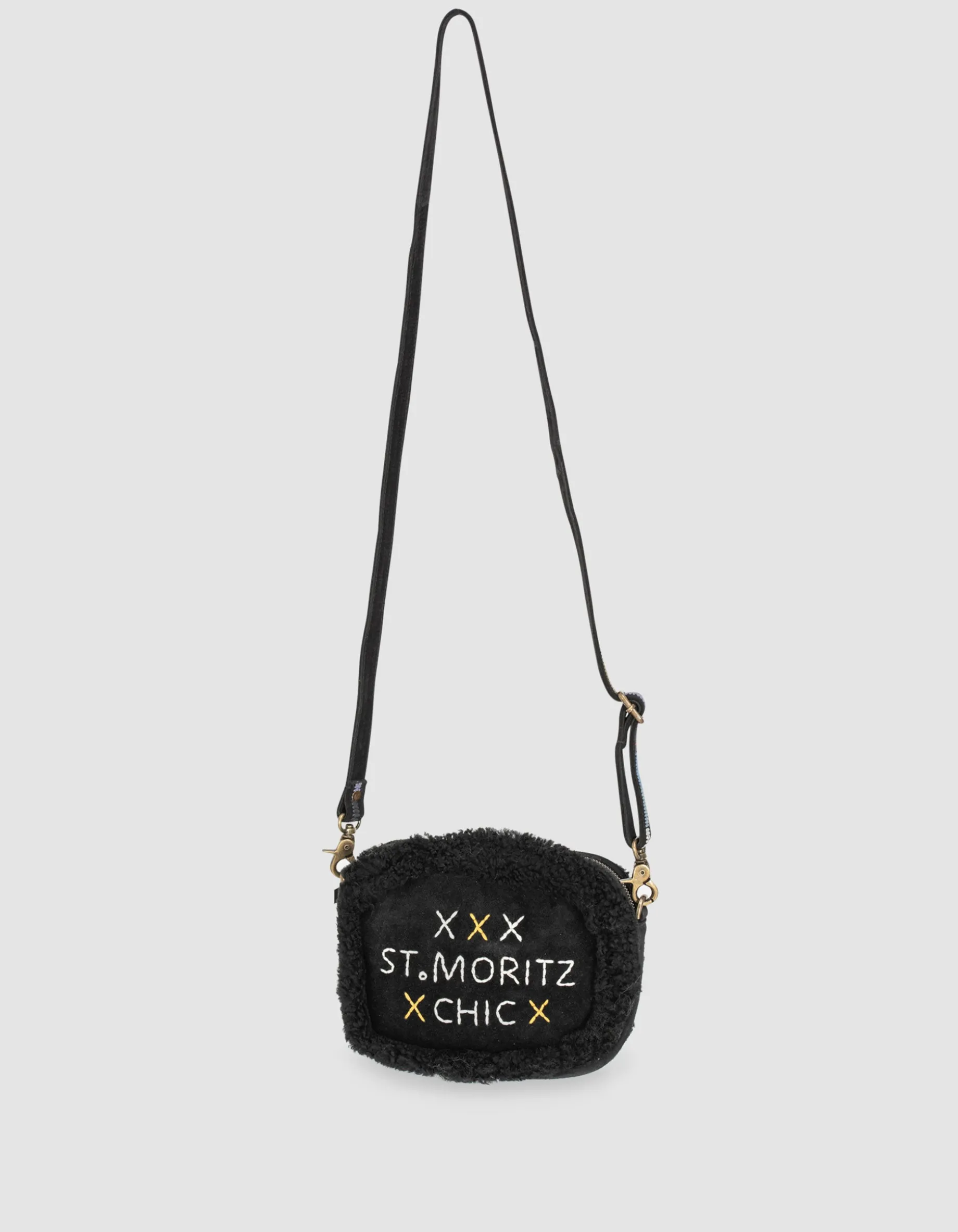 Bestickte Veloursleder-Tasche