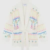 Bestickter Kaschmir-Cardigan mit Bindegürtel