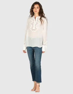 Bluse mit Häkelspitzen-Details
