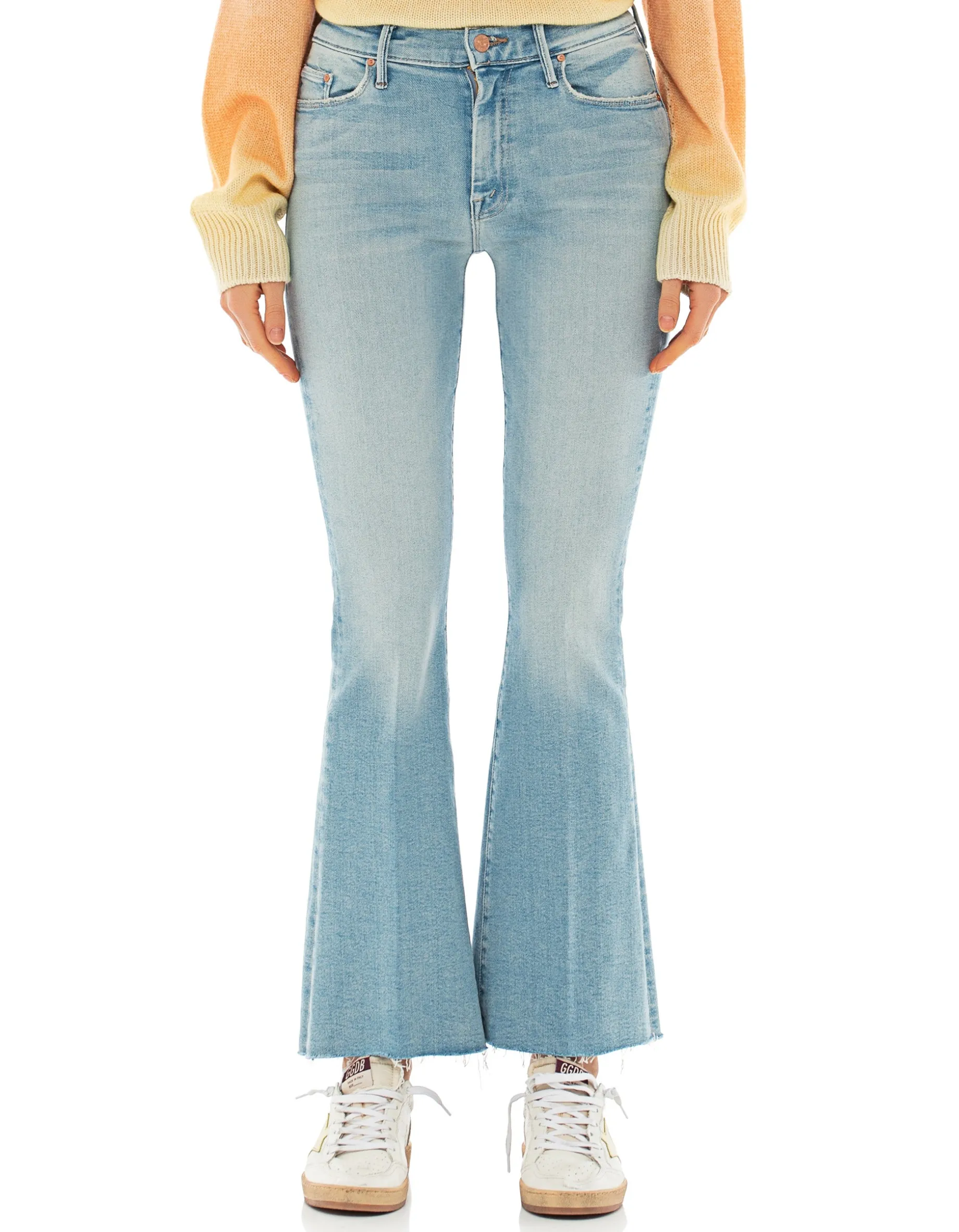 Bootcut-Jeans mit offenem Saum