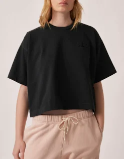 Boxy-Cut T-Shirt mit Label-Stickerei