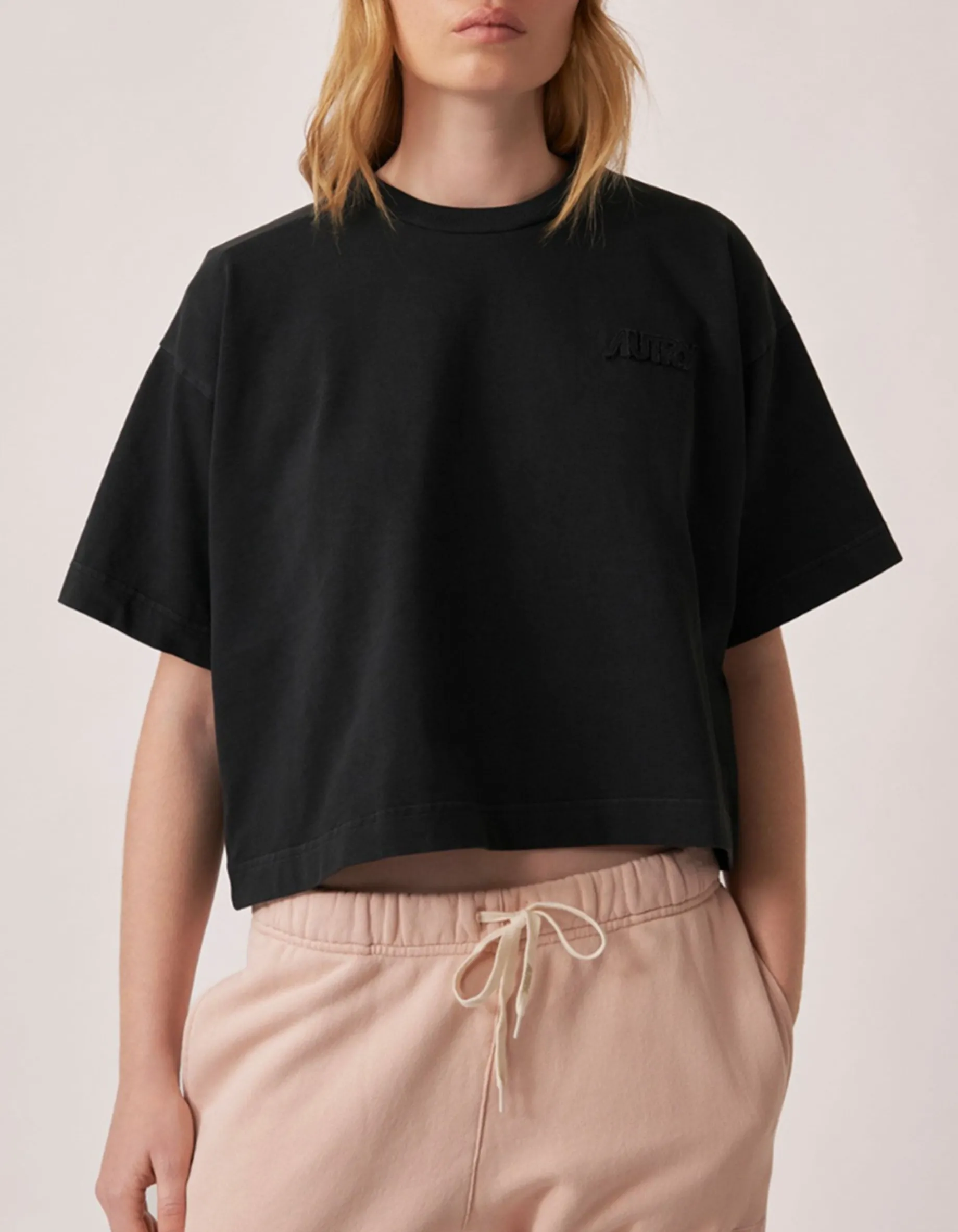 Boxy-Cut T-Shirt mit Label-Stickerei