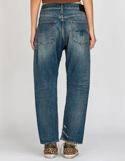 Boyfriend-Jeans mit asymmetrischem Bund