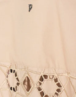 Cropped Bluse mit Lochstickerei
