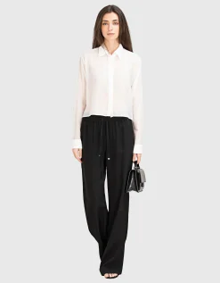 Cropped Bluse mit Seidenanteil