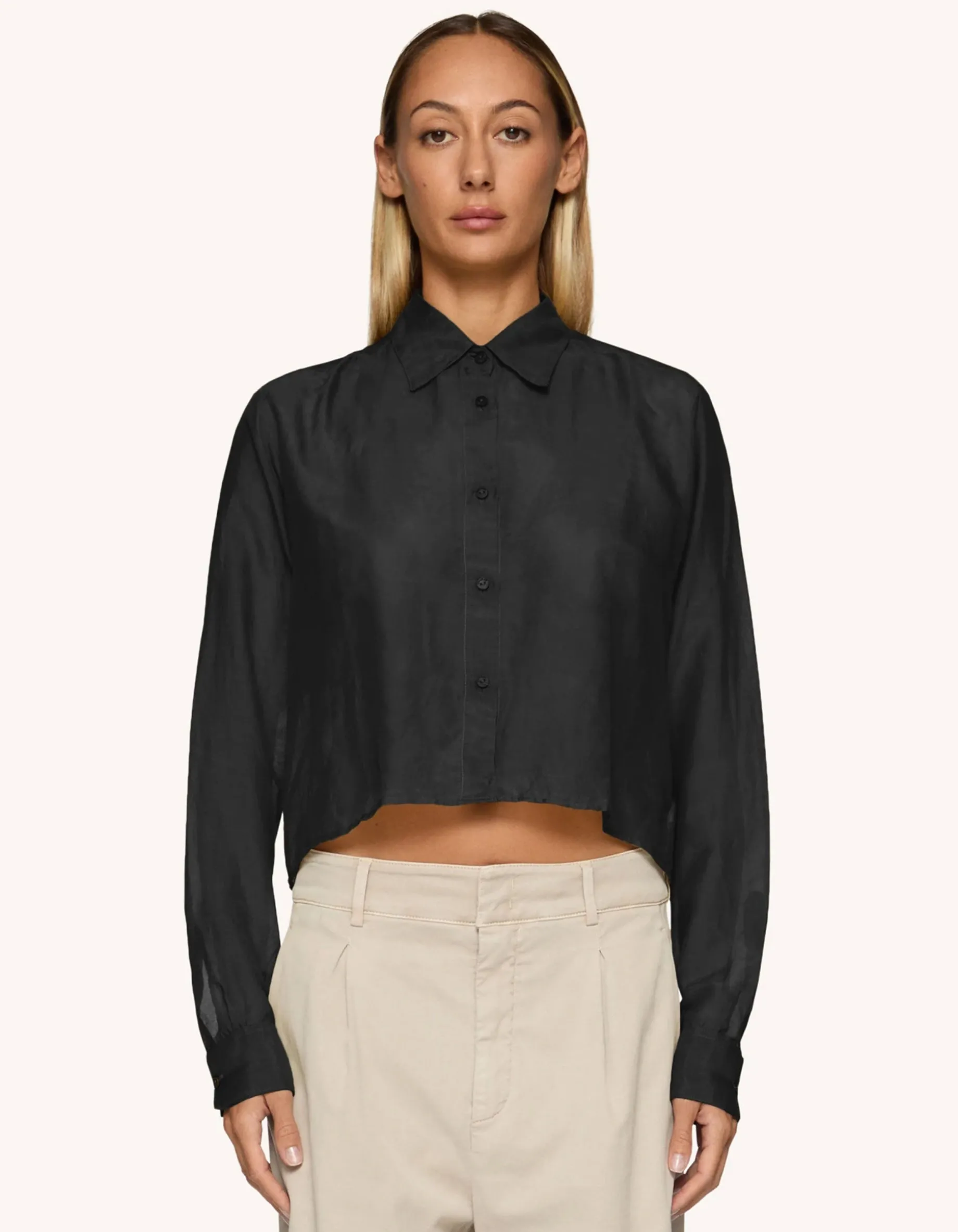 Cropped Bluse mit Seidenanteil