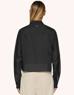 Cropped Bluse mit Seidenanteil