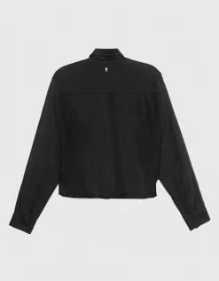 Cropped Bluse mit Seidenanteil