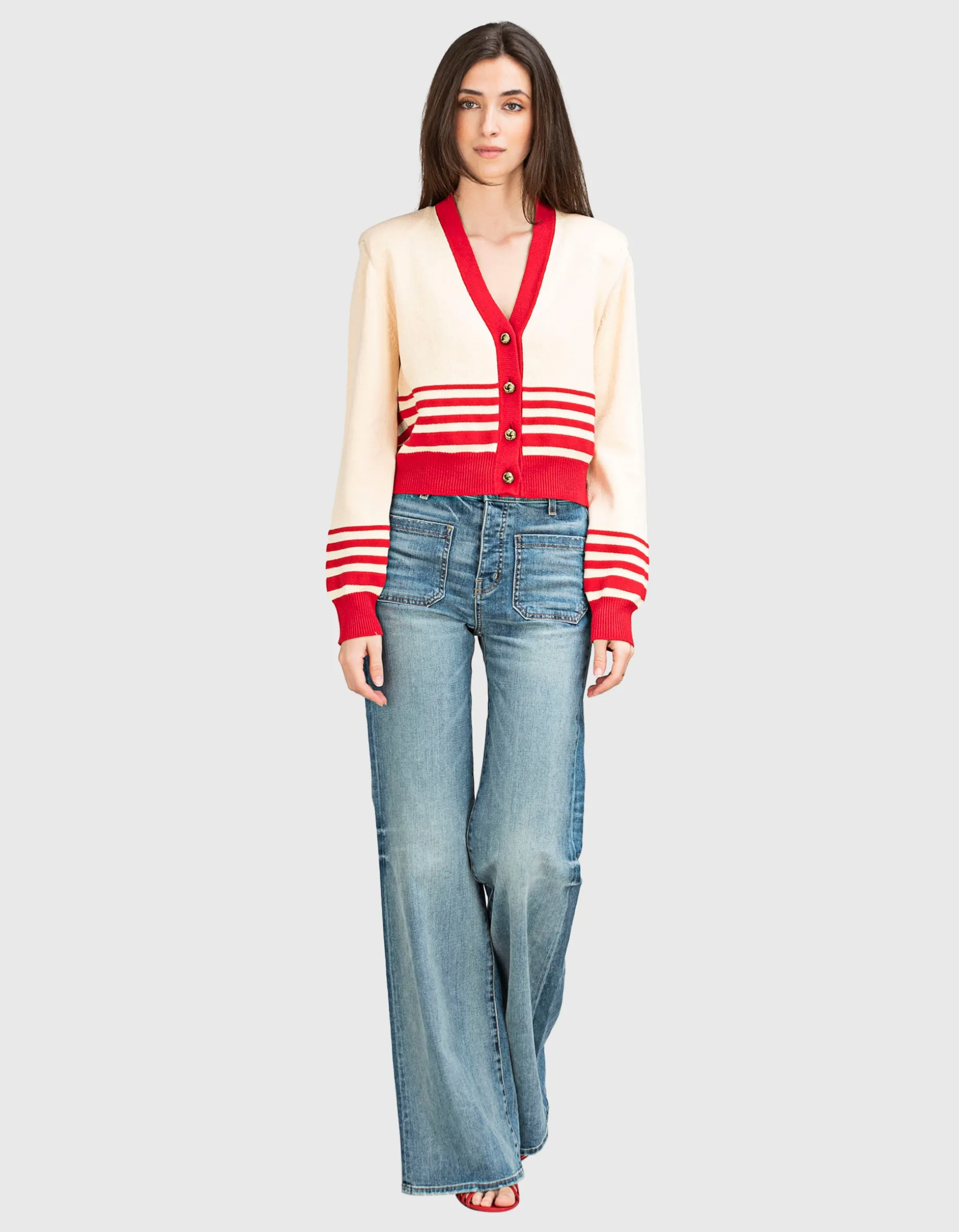 Cropped Cardigan Nico mit Schulterpolstern