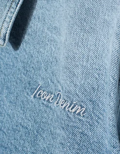 Cropped Jeans-Jacke Amber mit Label-Stickerei