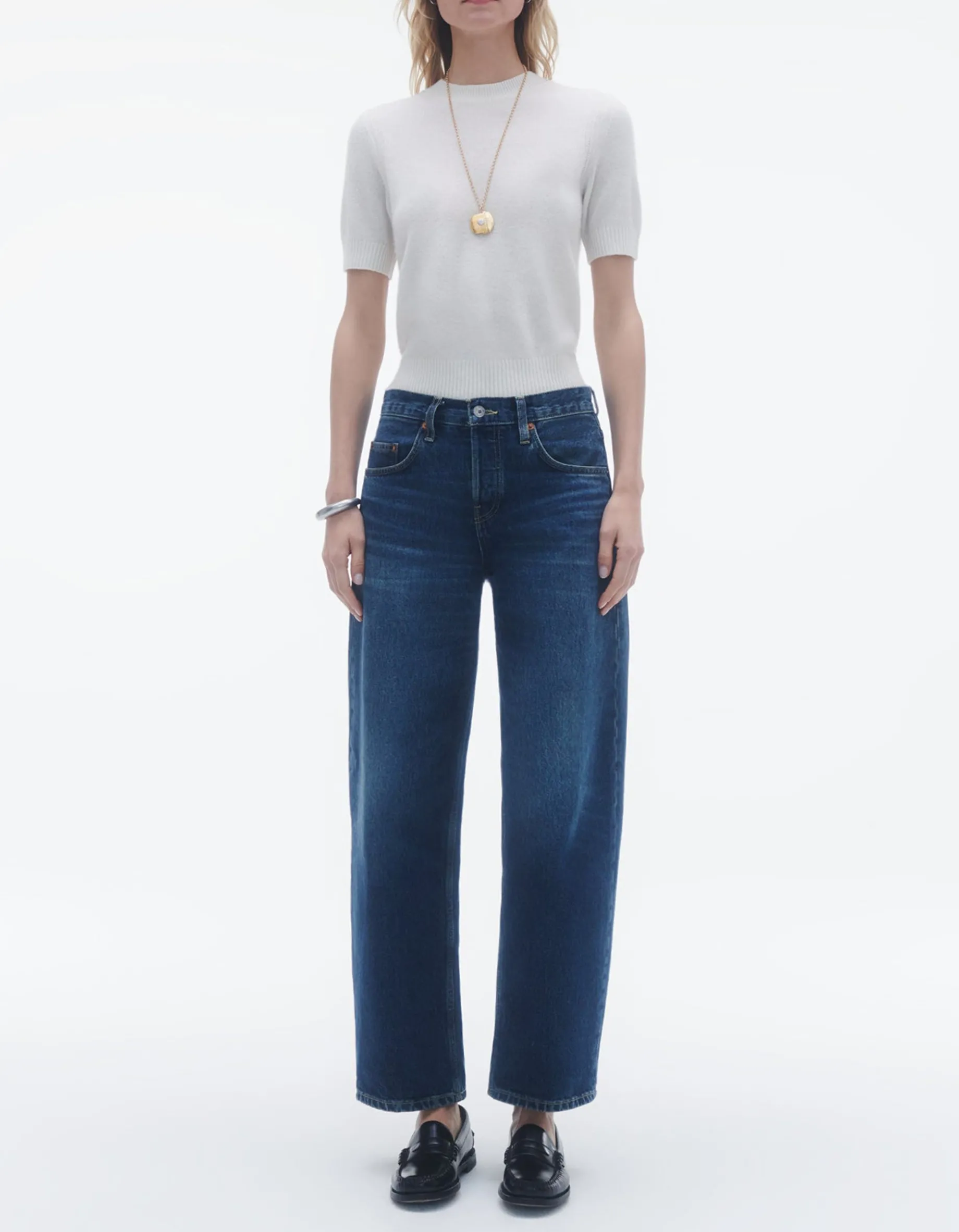 Cropped Kaschmir Strick T-Shirt