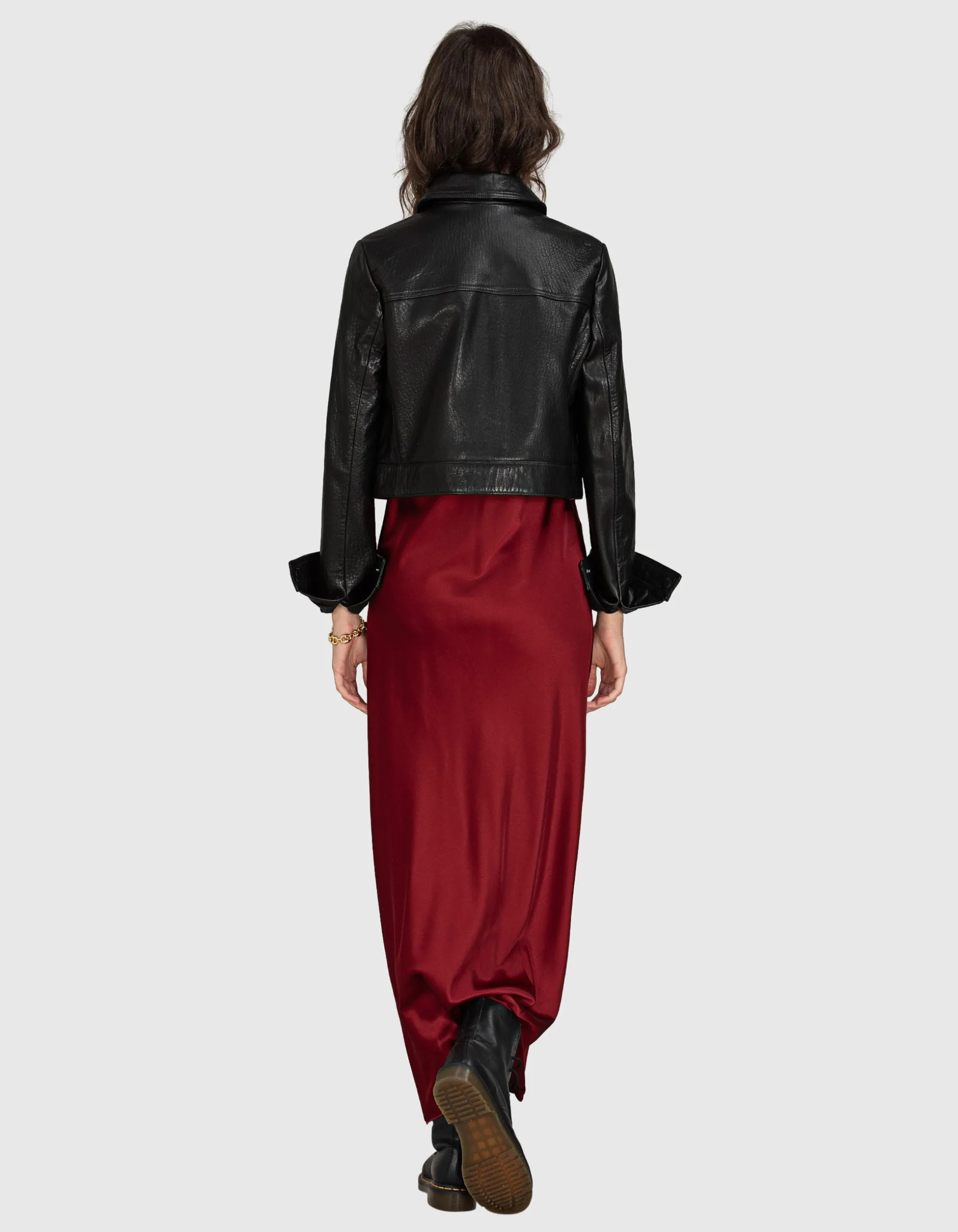 Cropped Lammlederjacke