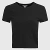 Cropped T-Shirt mit Rundhalsausschnitt