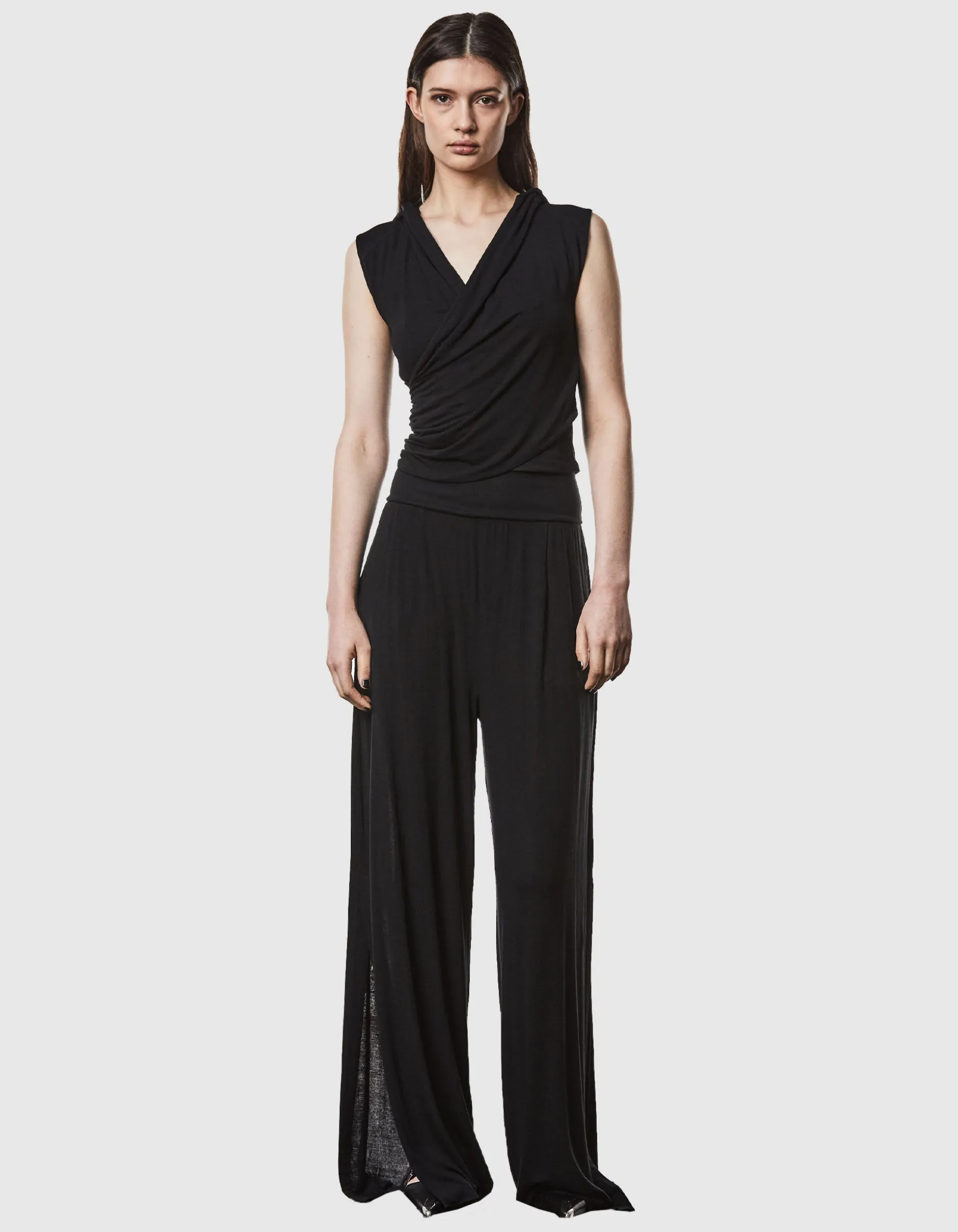 Crop-Top in Wickel-Optik mit Kapuze