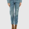 Destroyed Straight-Leg Jeans