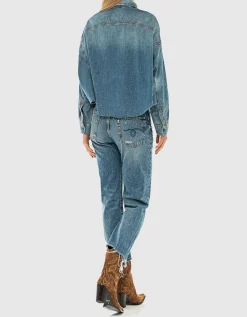 Destroyed Straight-Leg Jeans