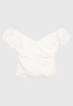 Drapiertes Leinen-Mix Blusen-Top