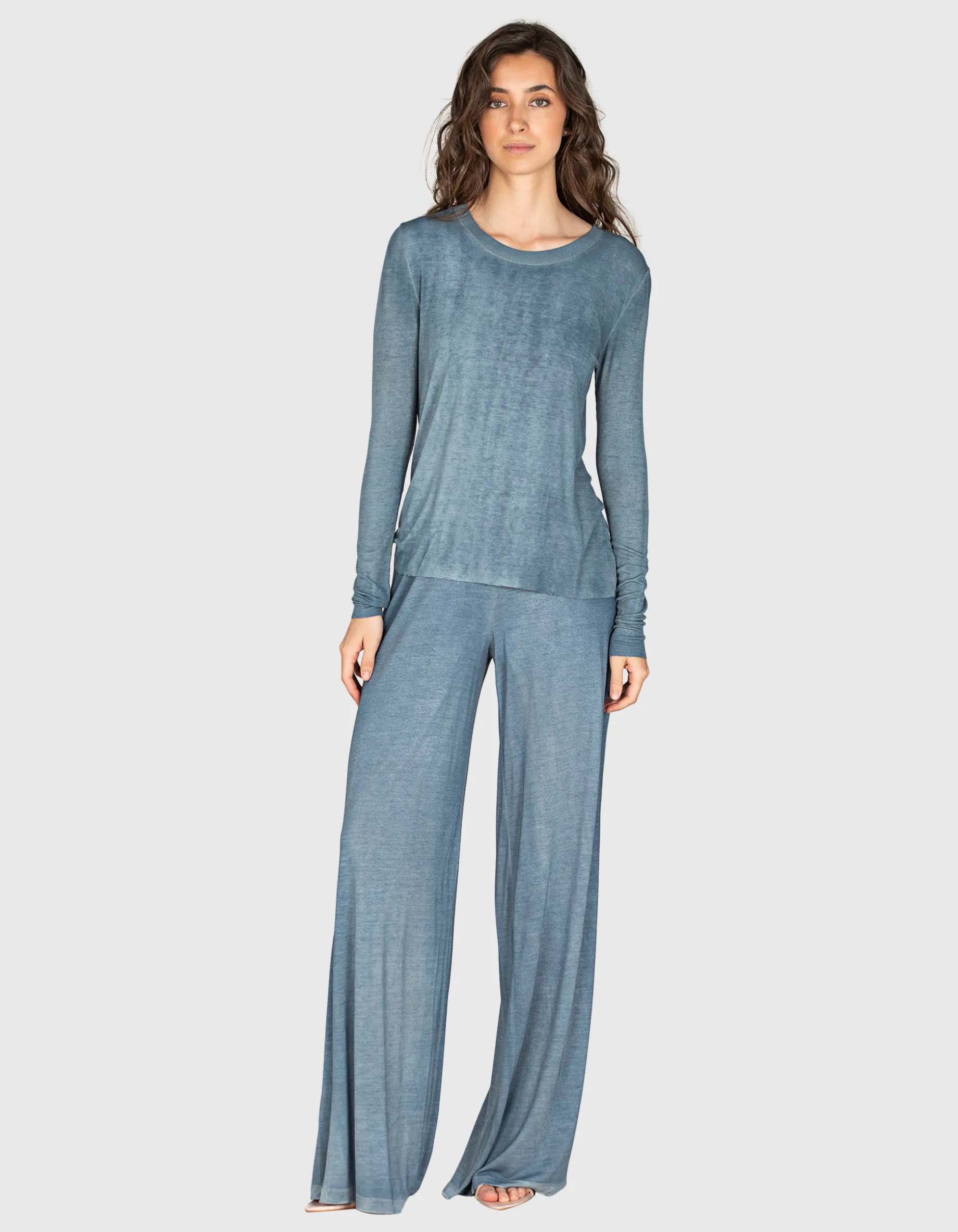 Feinripp-Longsleeve mit Seiden-Anteil