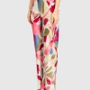 Florale Flare-Leg Seiden-Hose