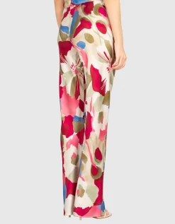 Florale Flare-Leg Seiden-Hose