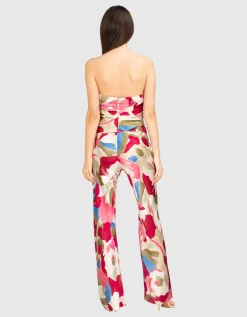 Florale Flare-Leg Seiden-Hose