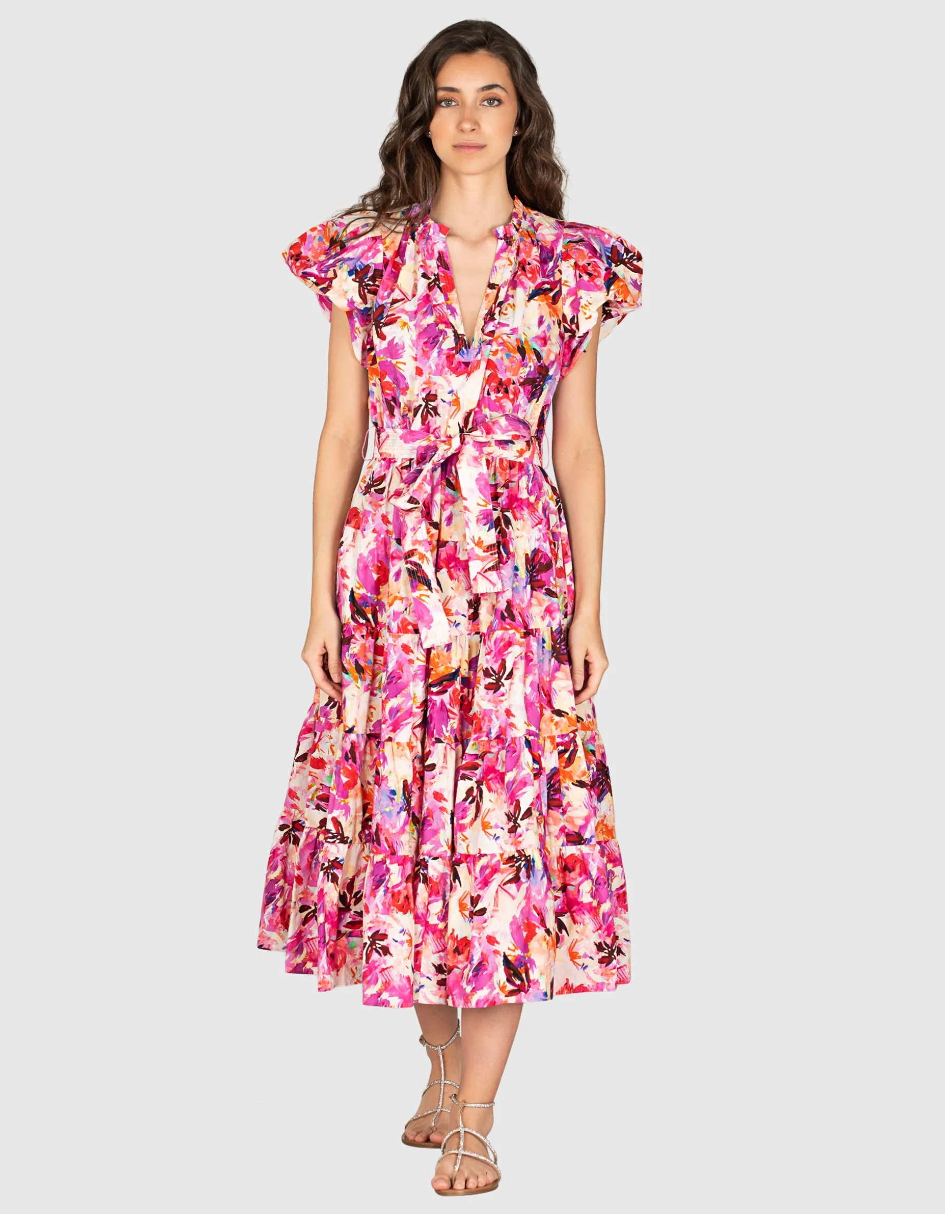 Florales Kleid mit Bindegürtel