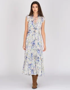 Florales Maxi-Kleid mit Binde-Detail