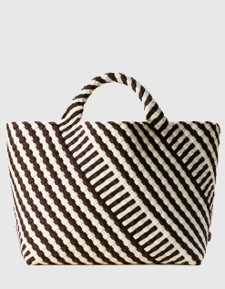 Geflochtene Tote Bag St. Barths Medium Graphic Stripe mit Pouch