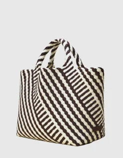 Geflochtene Tote Bag St. Barths Medium Graphic Stripe mit Pouch
