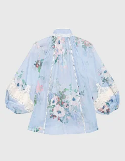 Gemusterte Bluse Everley mit Spitzen-Details