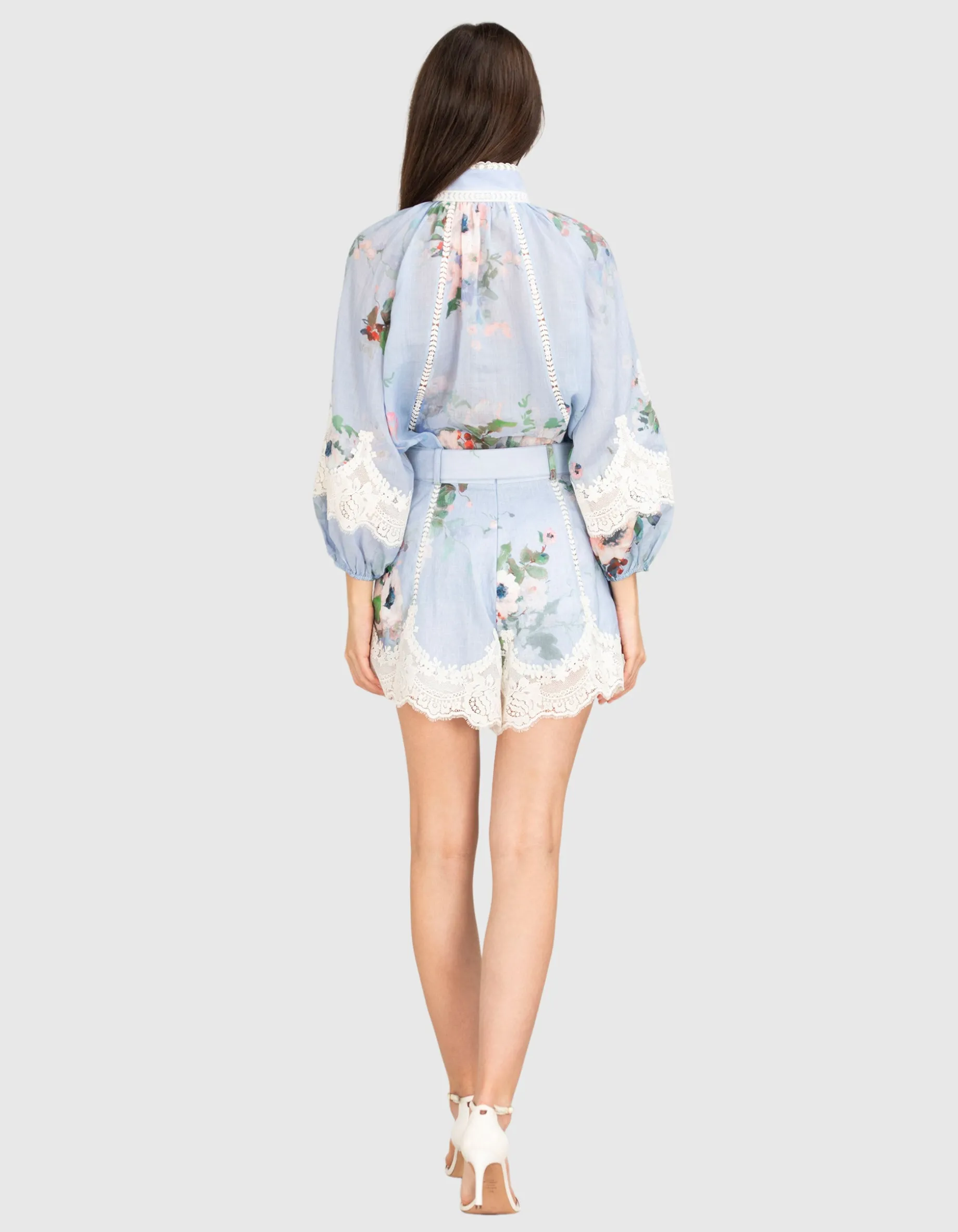 Gemusterte Bluse Everley mit Spitzen-Details